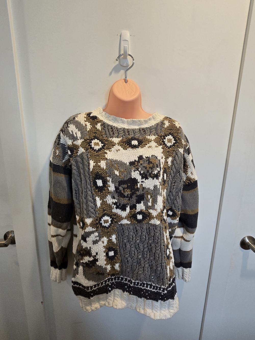 Rachel Max Vintage 90s Style Abstract Cable Knit Sweater Size Large